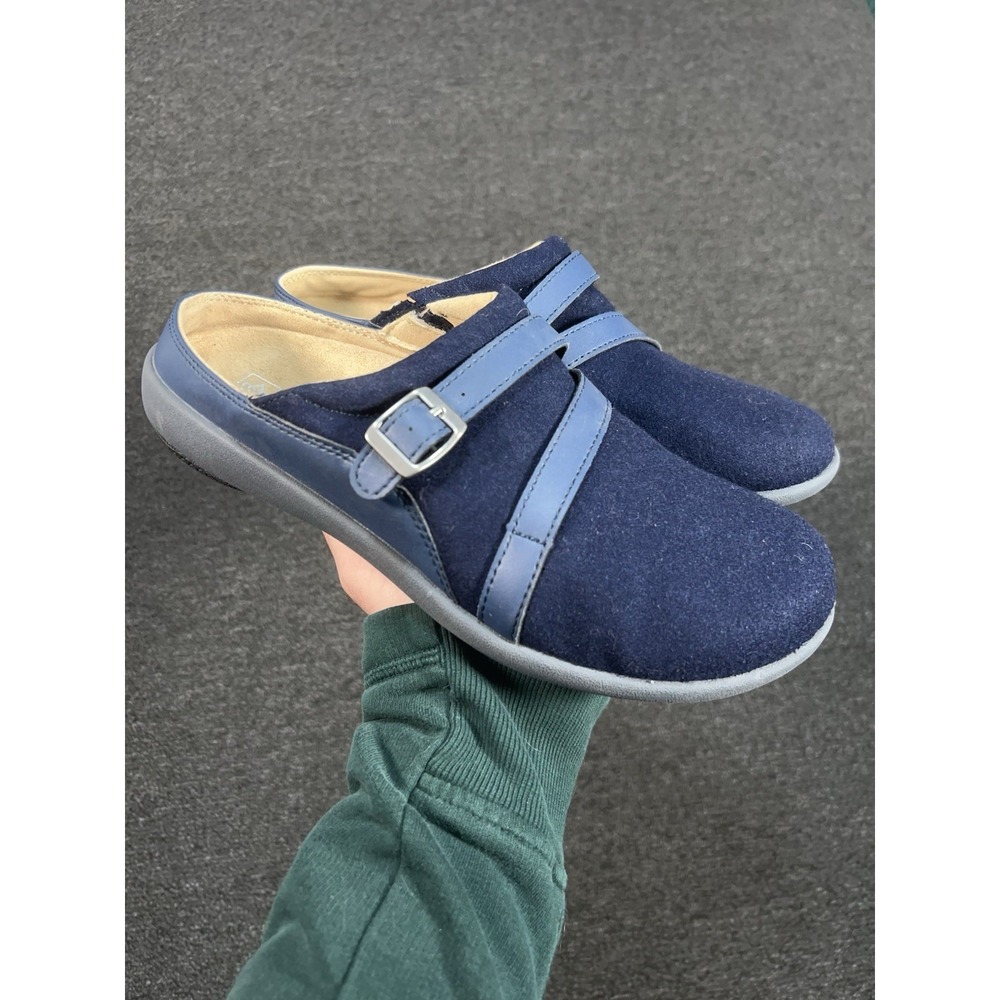 Spenco Ashton Wool Slides Mules Size 10B Navy Blue Slip On Comfort